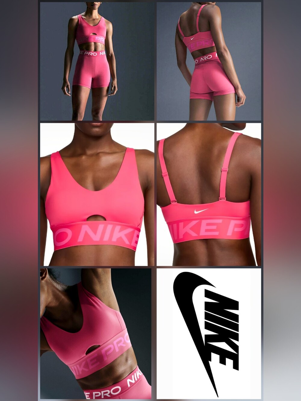 Nike Indy Pro Plunge Dri-Fit Light Support Training Sports Bra In Pink